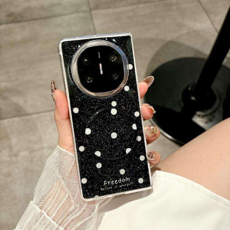 For Huawei Mate X3 / X5 Glitter Powder Dots Pattern Phone Case with Holder(Black)