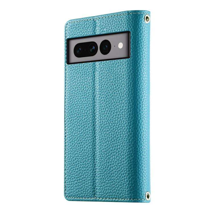For Google Pixel 7 Pro Stitching Multi-card Zipper Wallet Leather Phone Case with Short Strap(Blue)