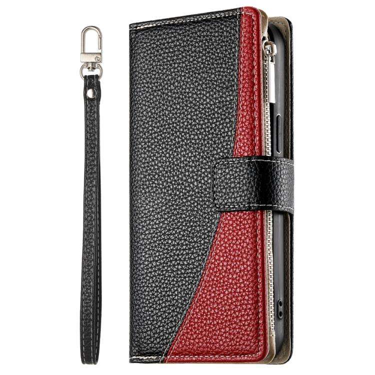 For Google Pixel 7 Pro Stitching Multi-card Zipper Wallet Leather Phone Case with Short Strap(Black)
