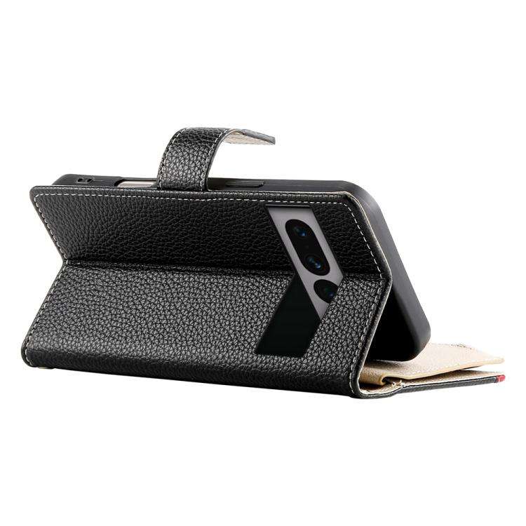 For Google Pixel 7 Pro Stitching Multi-card Zipper Wallet Leather Phone Case with Short Strap(Black)