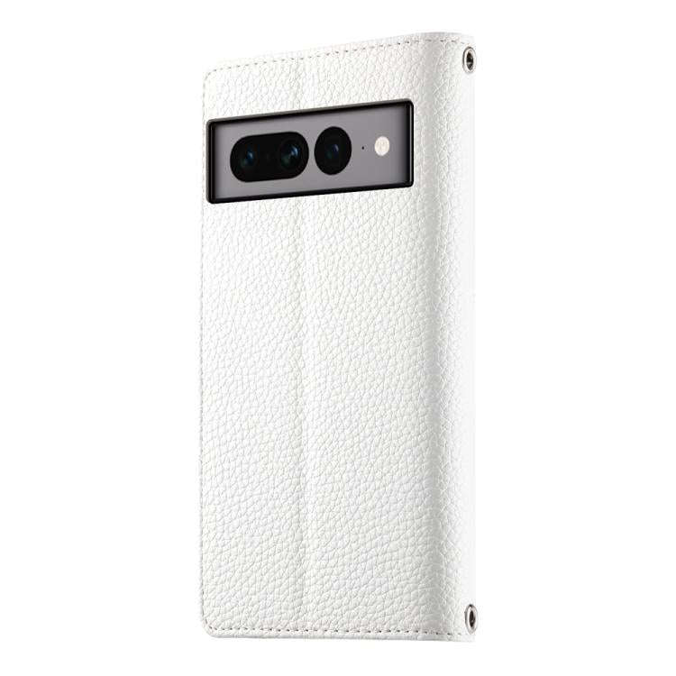 For Google Pixel 7 Pro Stitching Multi-card Zipper Wallet Leather Phone Case with Short Strap(White)