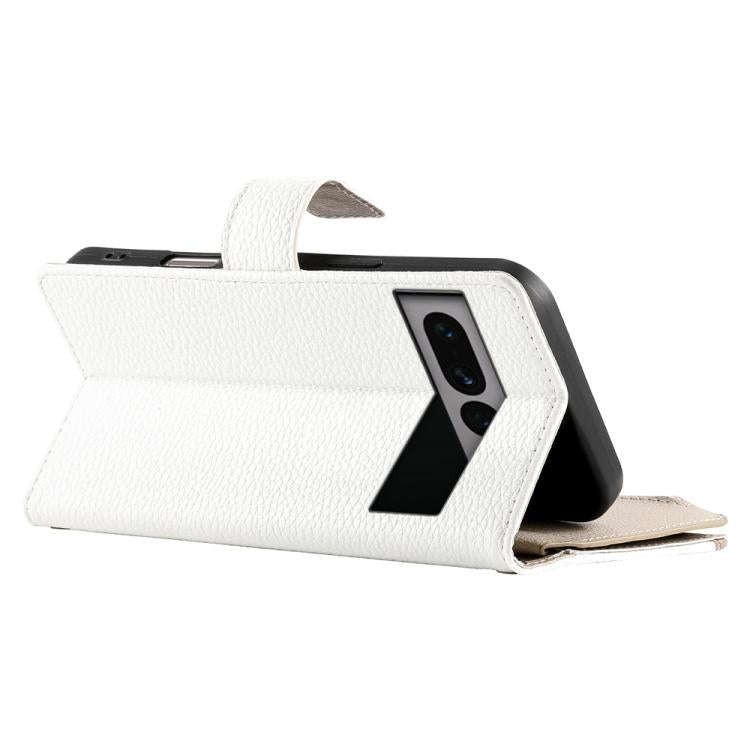 For Google Pixel 7 Pro Stitching Multi-card Zipper Wallet Leather Phone Case with Short Strap(White)