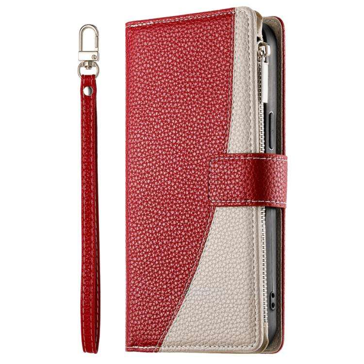 For Google Pixel 7 Pro Stitching Multi-card Zipper Wallet Leather Phone Case with Short Strap(Red)