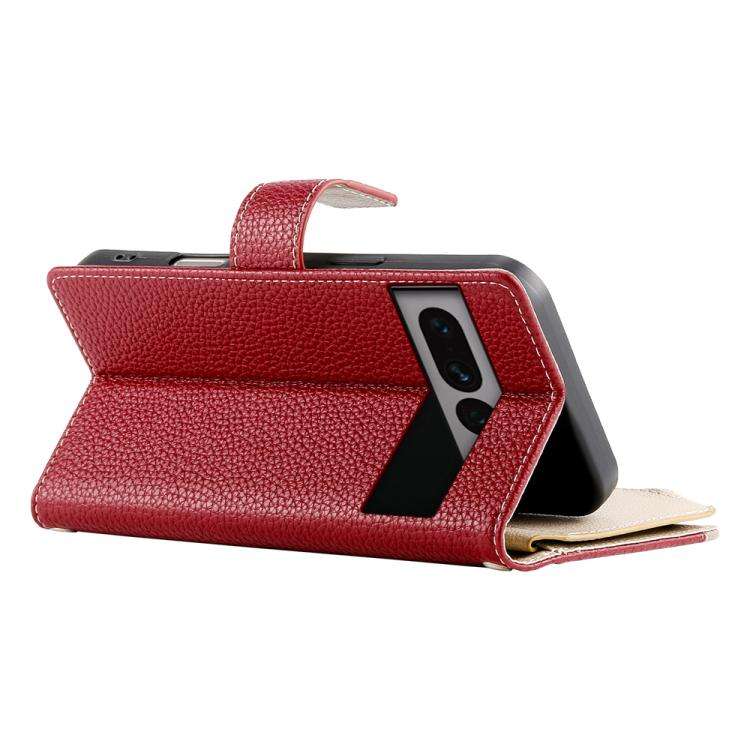 For Google Pixel 7 Pro Stitching Multi-card Zipper Wallet Leather Phone Case with Short Strap(Red)