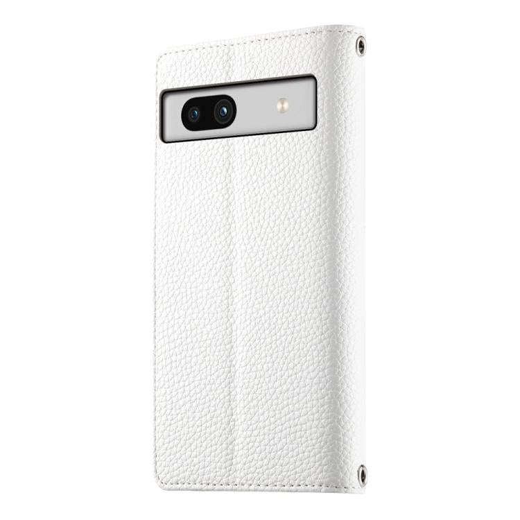 For Google Pixel 7a Stitching Multi-card Zipper Wallet Leather Phone Case with Short Strap(White)