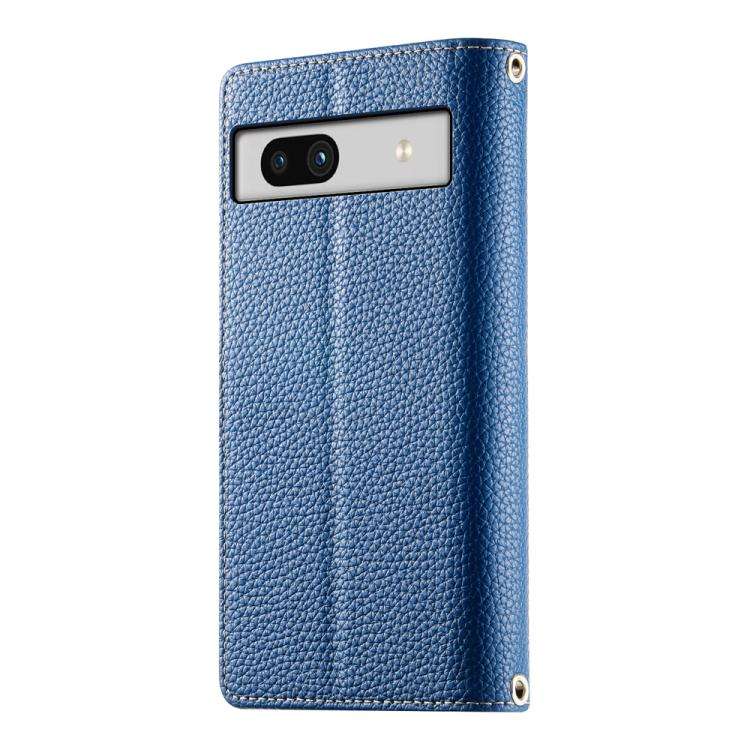 For Google Pixel 7a Stitching Multi-card Zipper Wallet Leather Phone Case with Short Strap(Dark B...