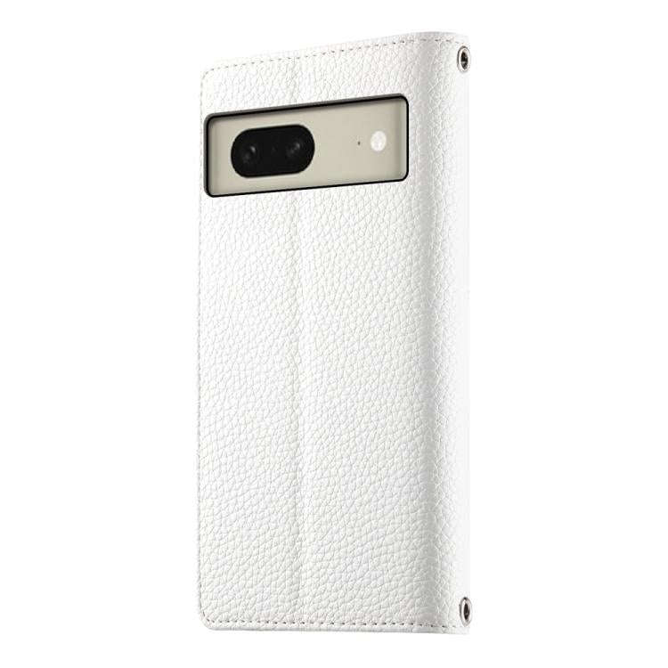 For Google Pixel 8 Stitching Multi-card Zipper Wallet Leather Phone Case with Short Strap(White)