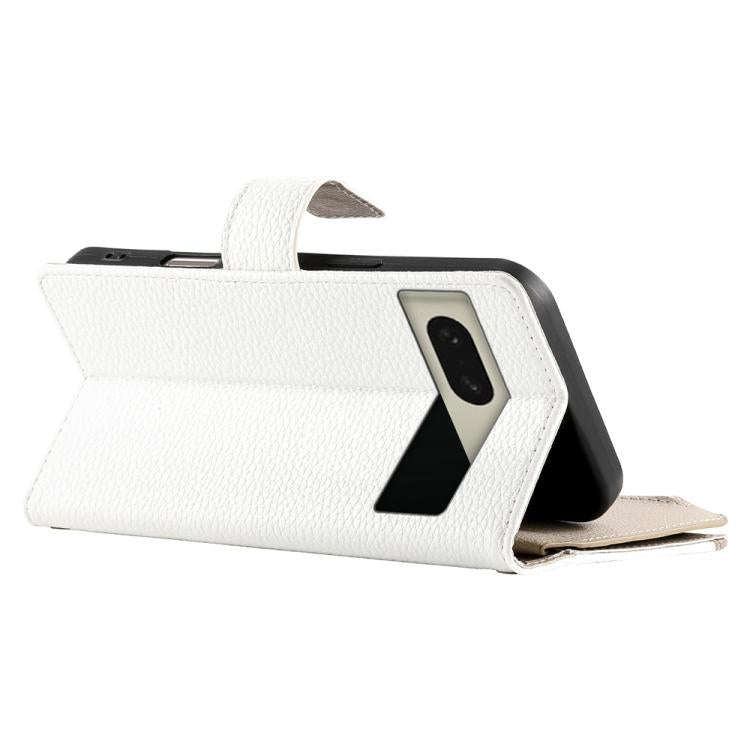 For Google Pixel 8 Stitching Multi-card Zipper Wallet Leather Phone Case with Short Strap(White)