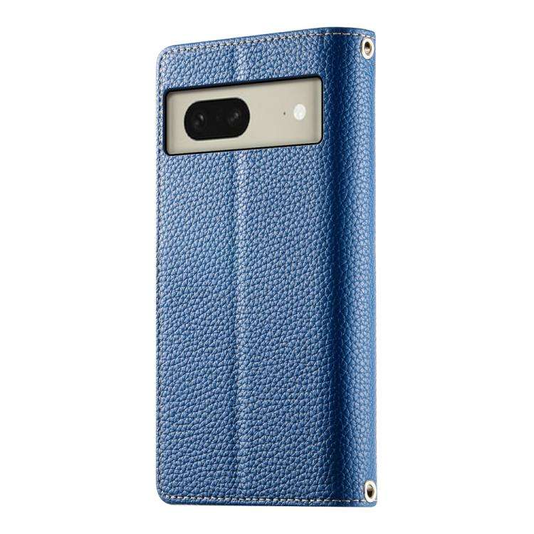 For Google Pixel 8 Stitching Multi-card Zipper Wallet Leather Phone Case with Short Strap(Dark Blue)