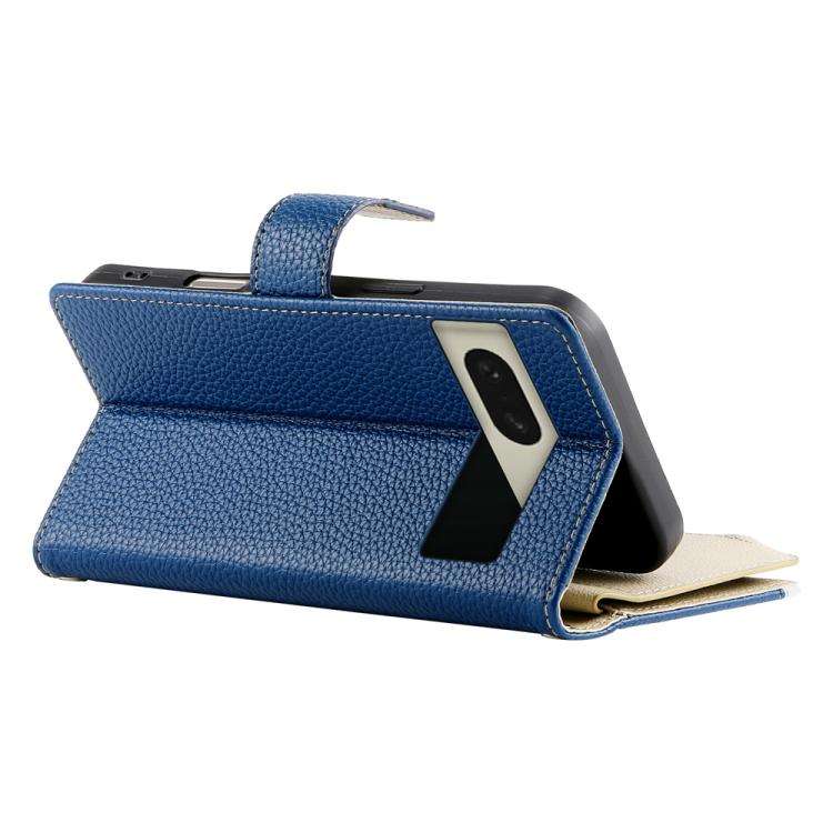 For Google Pixel 8 Stitching Multi-card Zipper Wallet Leather Phone Case with Short Strap(Dark Blue)