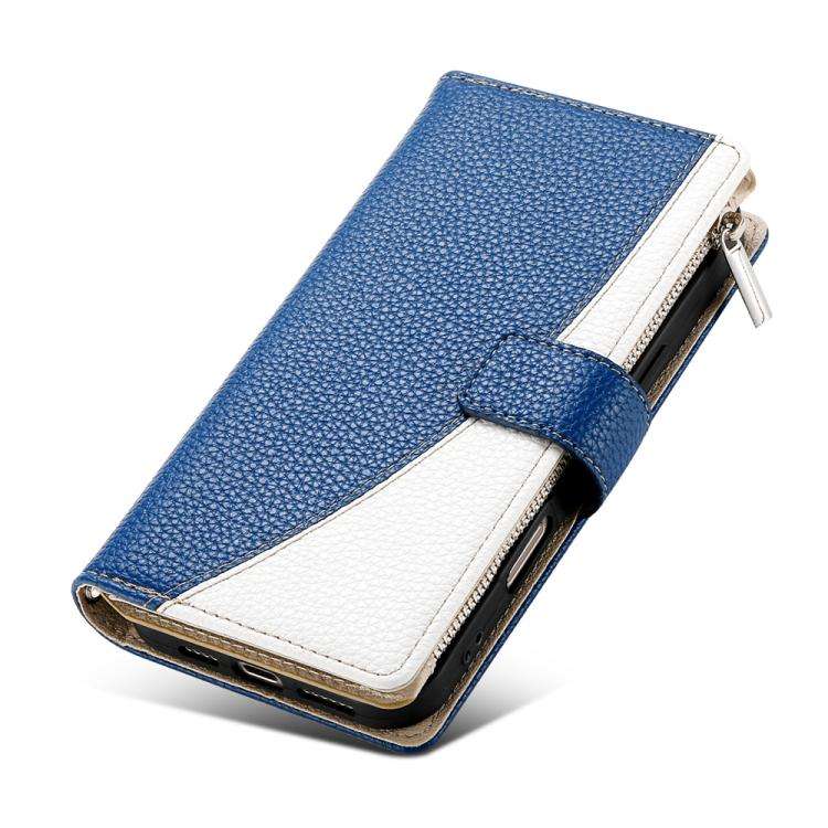 For Google Pixel 8 Stitching Multi-card Zipper Wallet Leather Phone Case with Short Strap(Dark Blue)