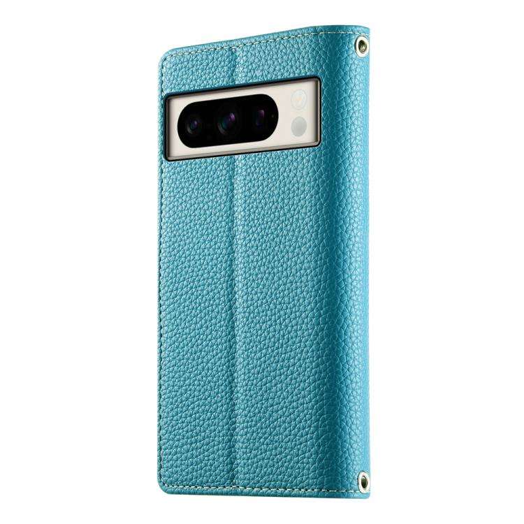 For Google Pixel 8 Pro Stitching Multi-card Zipper Wallet Leather Phone Case with Short Strap(Blue)