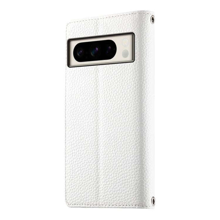 For Google Pixel 8 Pro Stitching Multi-card Zipper Wallet Leather Phone Case with Short Strap(White)