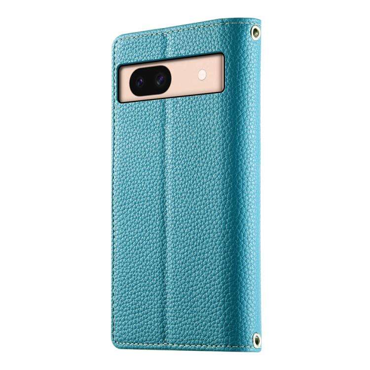 For Google Pixel 8a Stitching Multi-card Zipper Wallet Leather Phone Case with Short Strap(Blue)