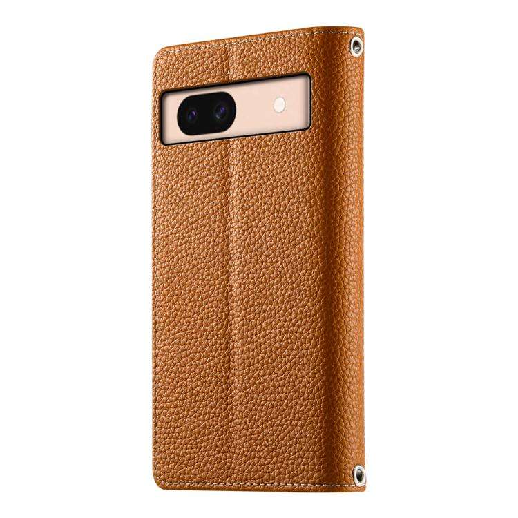 For Google Pixel 8a Stitching Multi-card Zipper Wallet Leather Phone Case with Short Strap(Brown)