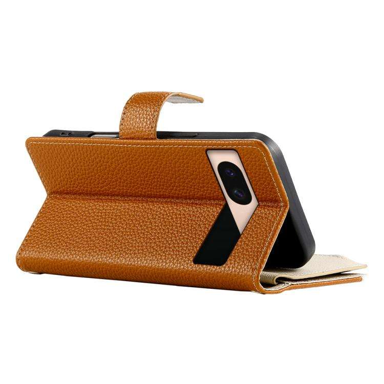 For Google Pixel 8a Stitching Multi-card Zipper Wallet Leather Phone Case with Short Strap(Brown)