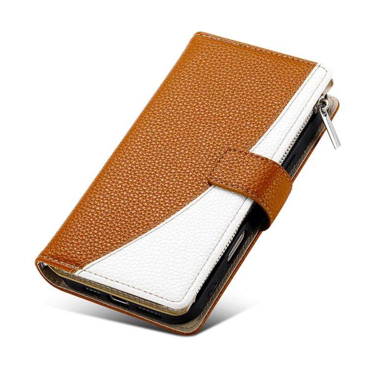 For Google Pixel 8a Stitching Multi-card Zipper Wallet Leather Phone Case with Short Strap(Brown)
