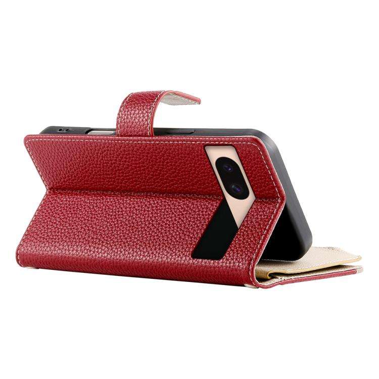 For Google Pixel 8a Stitching Multi-card Zipper Wallet Leather Phone Case with Short Strap(Red)