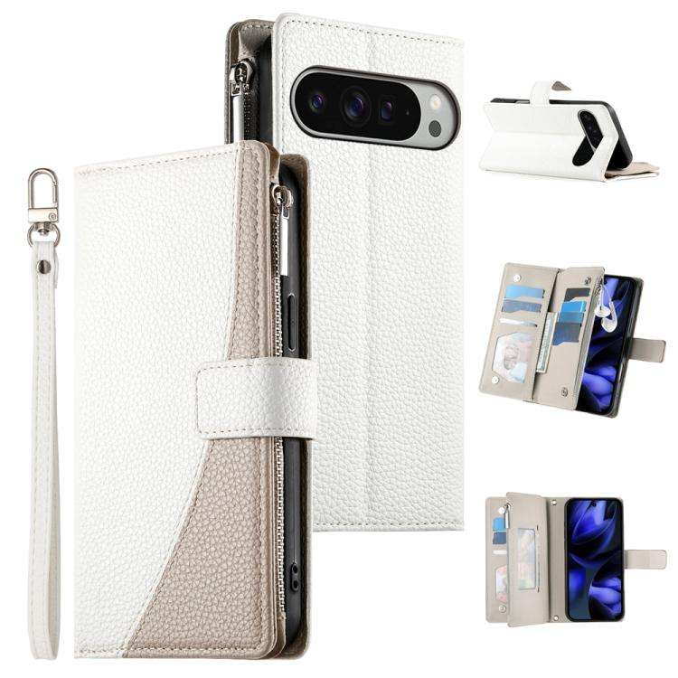 For Google Pixel 9 Pro XL / Pixel 10 Pro XL Stitching Multi-card Zipper Wallet Leather Phone Case...