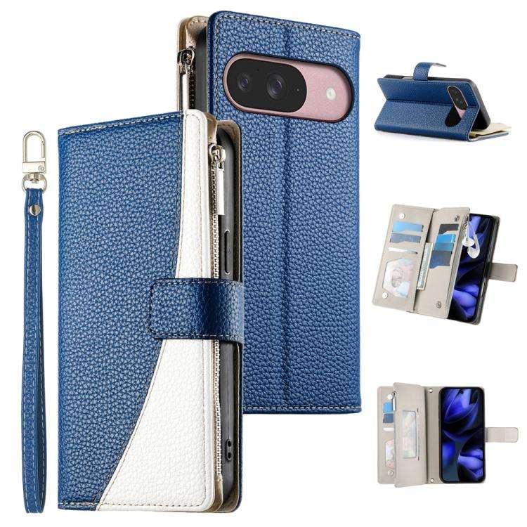 For Google Pixel 9 / 9 Pro / 10 / 10 Pro Stitching Multi-card Zipper Wallet Leather Phone Case wi...