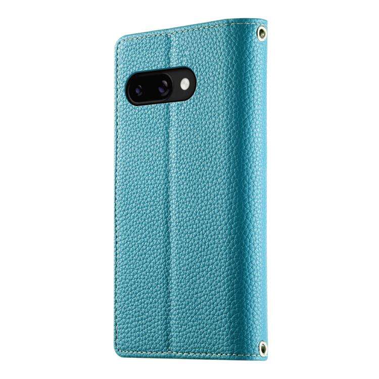 For Google Pixel 9a Stitching Multi-card Zipper Wallet Leather Phone Case with Short Strap(Blue)