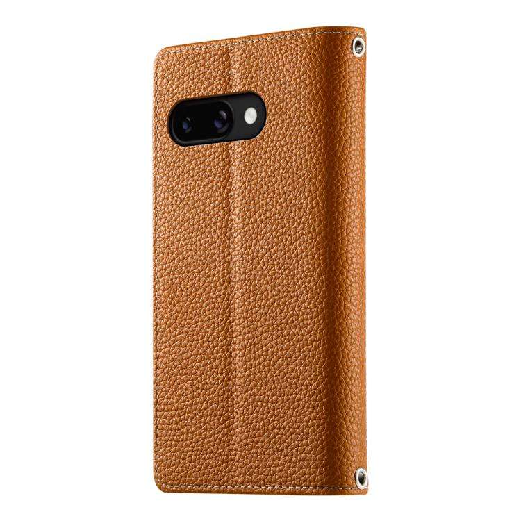 For Google Pixel 9a Stitching Multi-card Zipper Wallet Leather Phone Case with Short Strap(Brown)