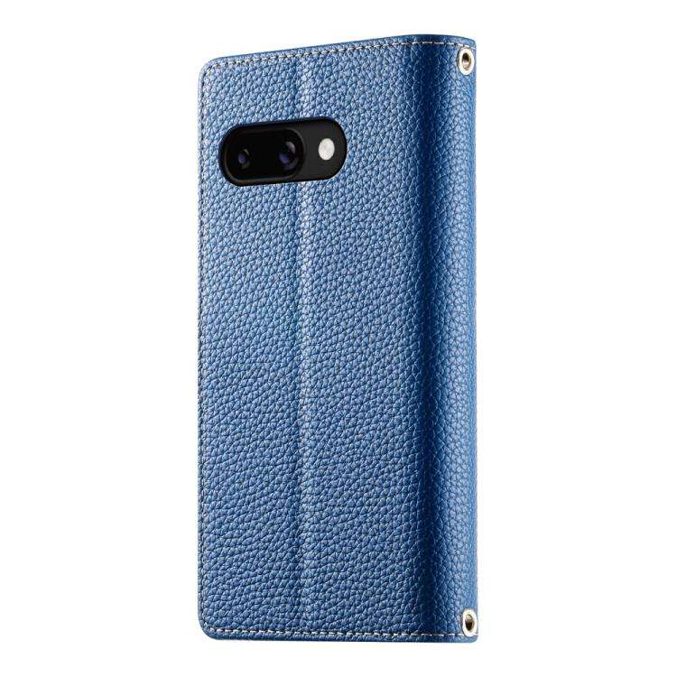 For Google Pixel 9a Stitching Multi-card Zipper Wallet Leather Phone Case with Short Strap(Dark B...