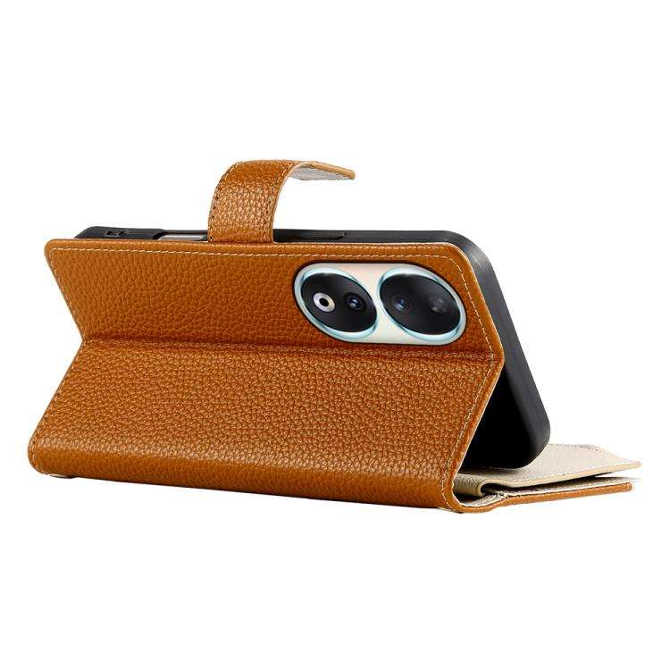 For Honor 90 Stitching Multi-card Zipper Wallet Leather Phone Case with Short Strap(Brown)