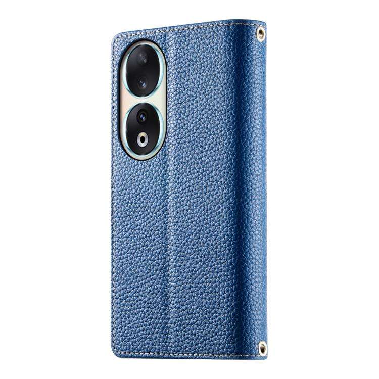 For Honor 90 Stitching Multi-card Zipper Wallet Leather Phone Case with Short Strap(Red)