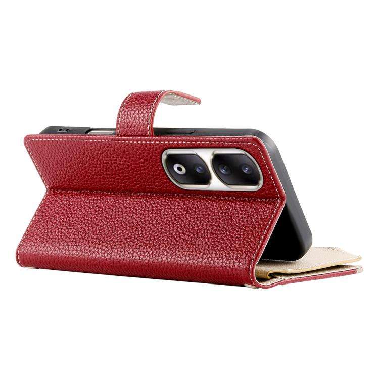 For Honor 90 Pro Stitching Multi-card Zipper Wallet Leather Phone Case with Short Strap(Red)