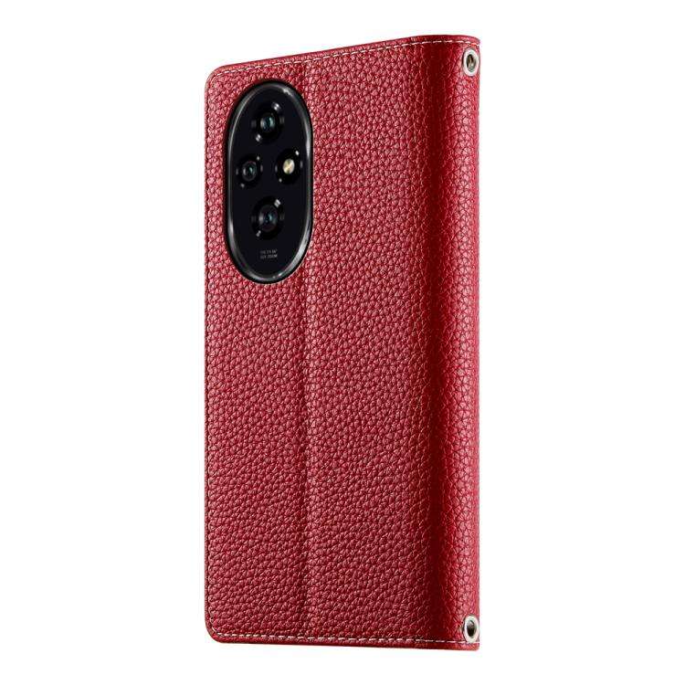 For Honor 200 Stitching Multi-card Zipper Wallet Leather Phone Case with Short Strap(Red)