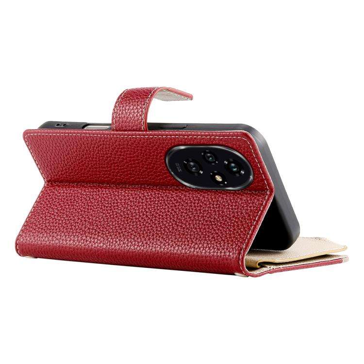 For Honor 200 Stitching Multi-card Zipper Wallet Leather Phone Case with Short Strap(Red)
