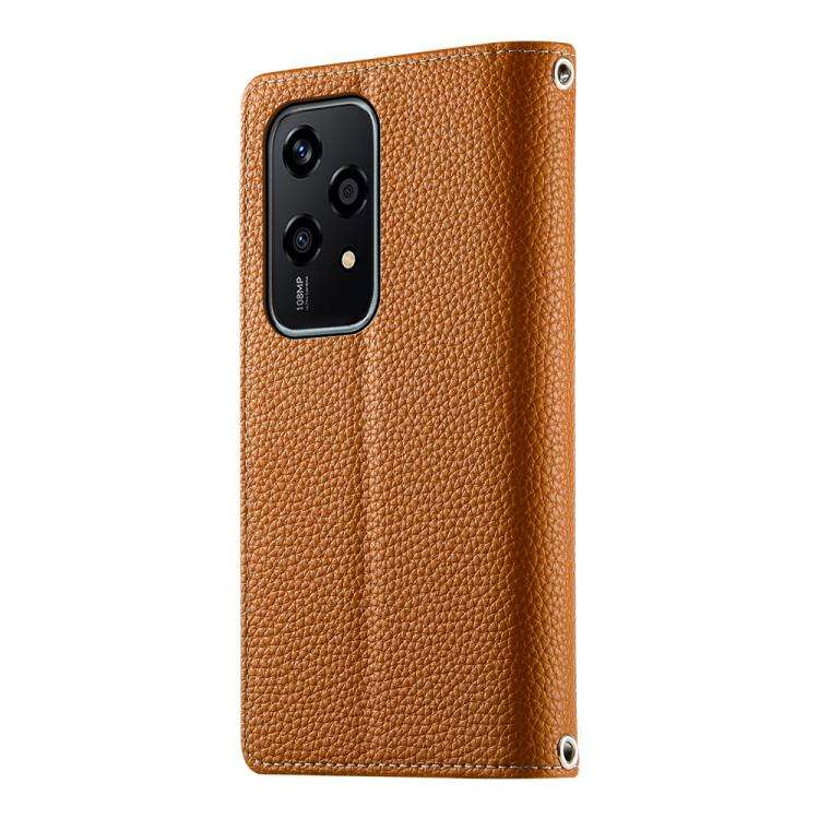For Honor 200 Lite Global Stitching Multi-card Zipper Wallet Leather Phone Case with Short Strap(...