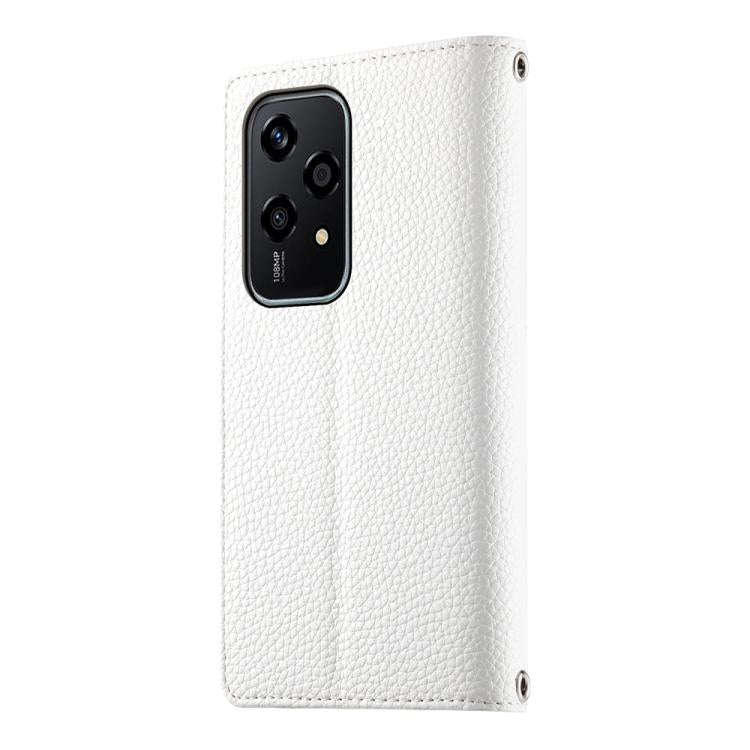 For Honor 200 Lite Global Stitching Multi-card Zipper Wallet Leather Phone Case with Short Strap(...