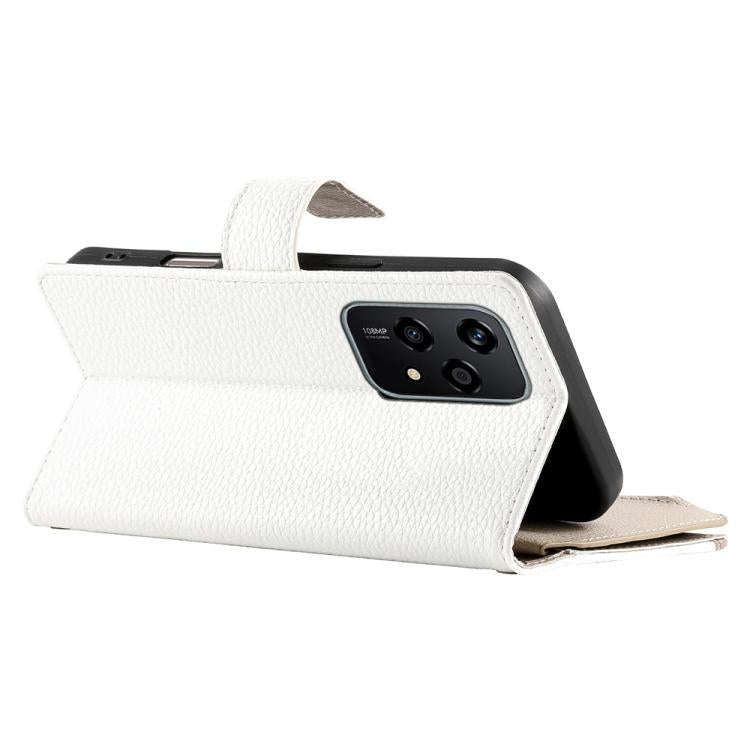 For Honor 200 Lite Global Stitching Multi-card Zipper Wallet Leather Phone Case with Short Strap(...