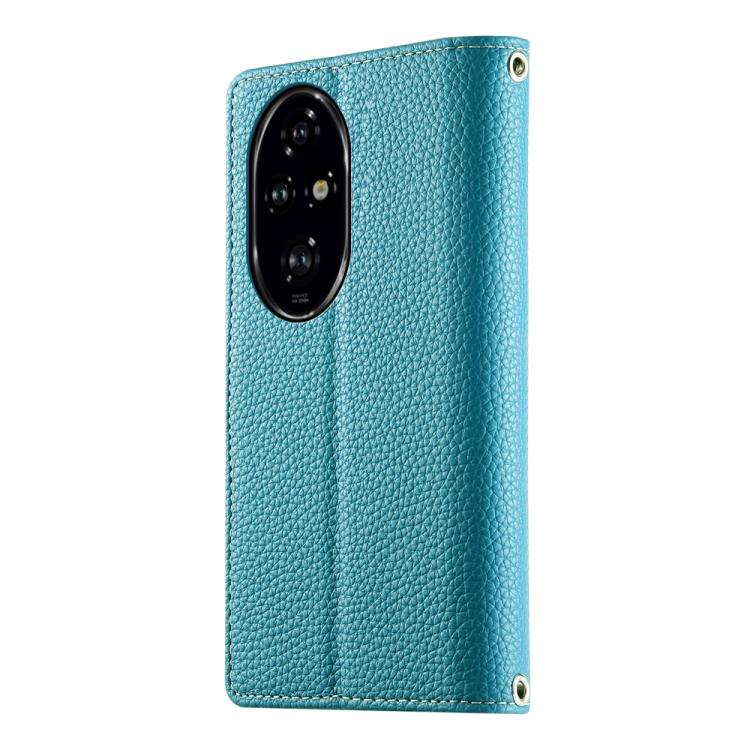For Honor 200 Pro Stitching Multi-card Zipper Wallet Leather Phone Case with Short Strap(Blue)