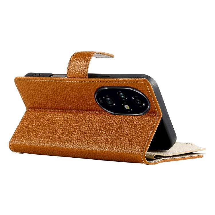 For Honor 200 Pro Stitching Multi-card Zipper Wallet Leather Phone Case with Short Strap(Brown)