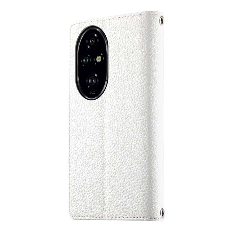 For Honor 200 Pro Stitching Multi-card Zipper Wallet Leather Phone Case with Short Strap(White)