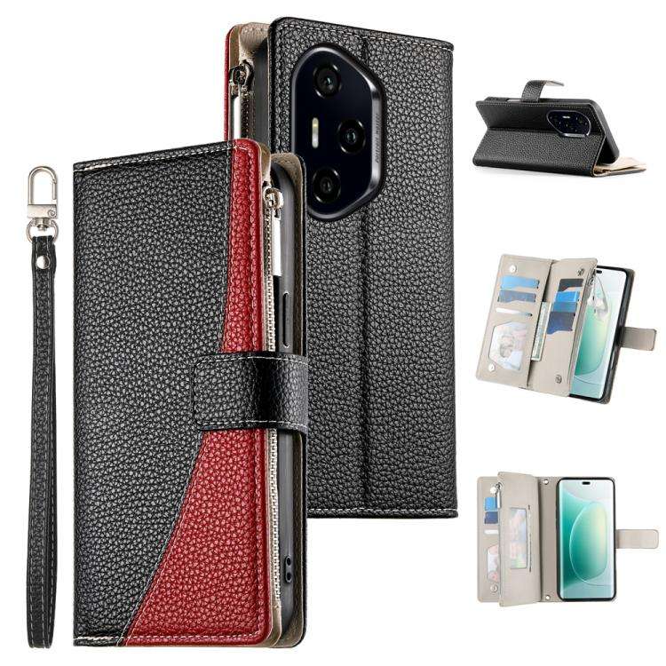 For Honor 300 Pro / Honor 300 Ultra Stitching Multi-card Zipper Wallet Leather Phone Case with Sh...