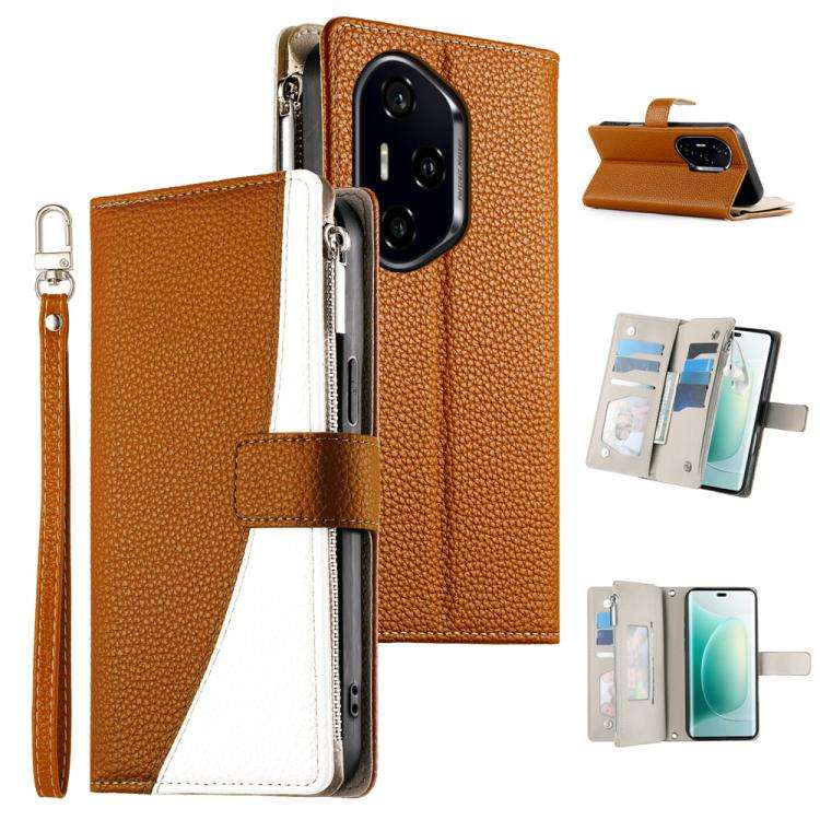For Honor 300 Pro / Honor 300 Ultra Stitching Multi-card Zipper Wallet Leather Phone Case with Sh...