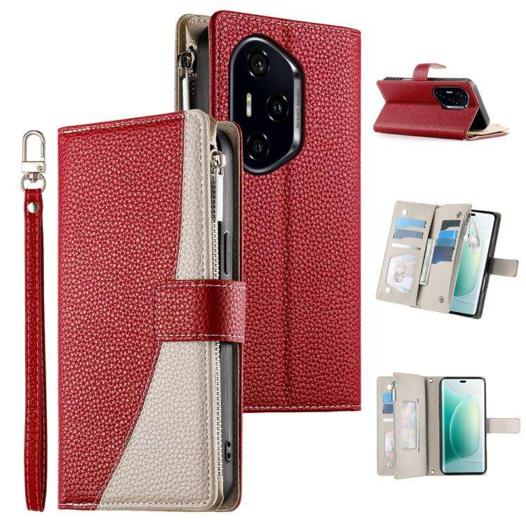 For Honor 300 Pro / Honor 300 Ultra Stitching Multi-card Zipper Wallet Leather Phone Case with Sh...