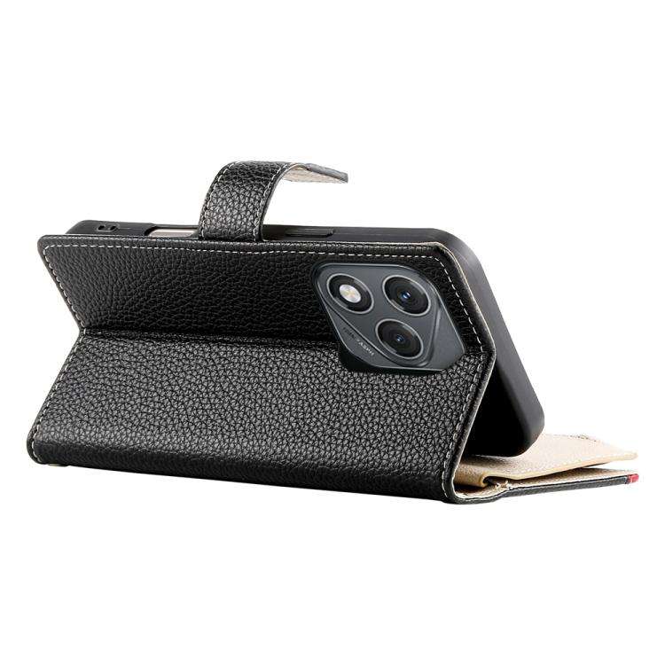 For Honor 400 Lite Global Stitching Multi-card Zipper Wallet Leather Phone Case with Short Strap(...