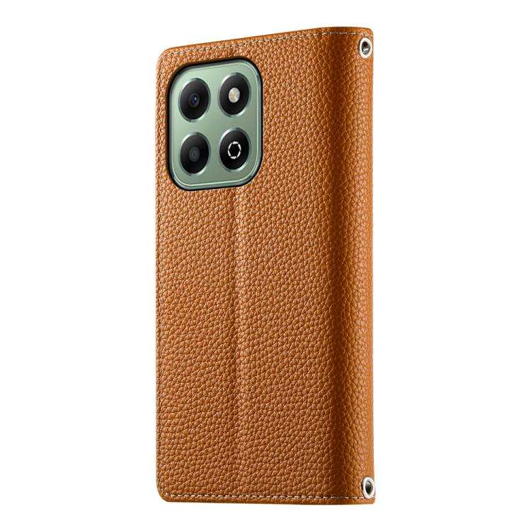 For Honor X6a / Honor X6b 4G Stitching Multi-card Zipper Wallet Leather Phone Case with Short Str...