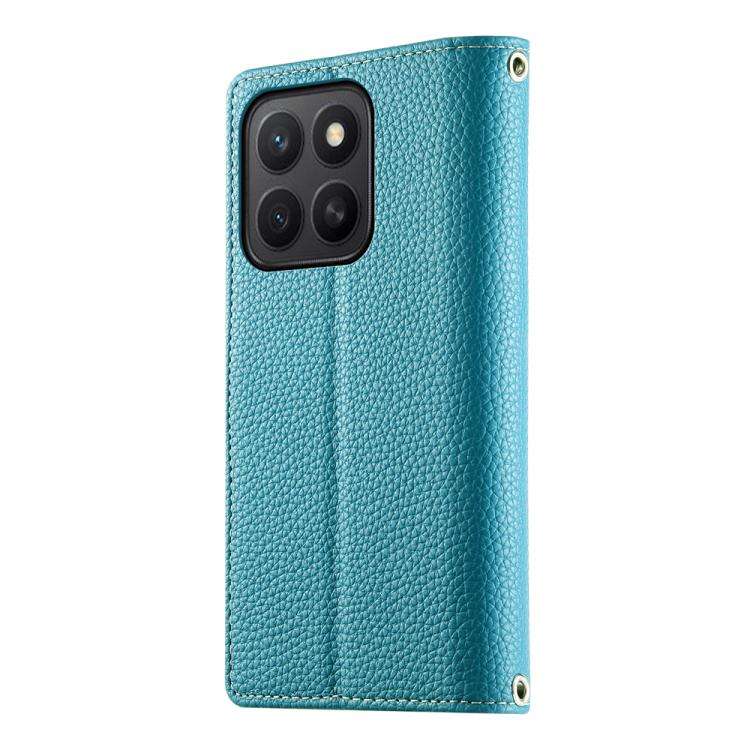 For Honor X8c 4G Stitching Multi-card Zipper Wallet Leather Phone Case with Short Strap(Blue)