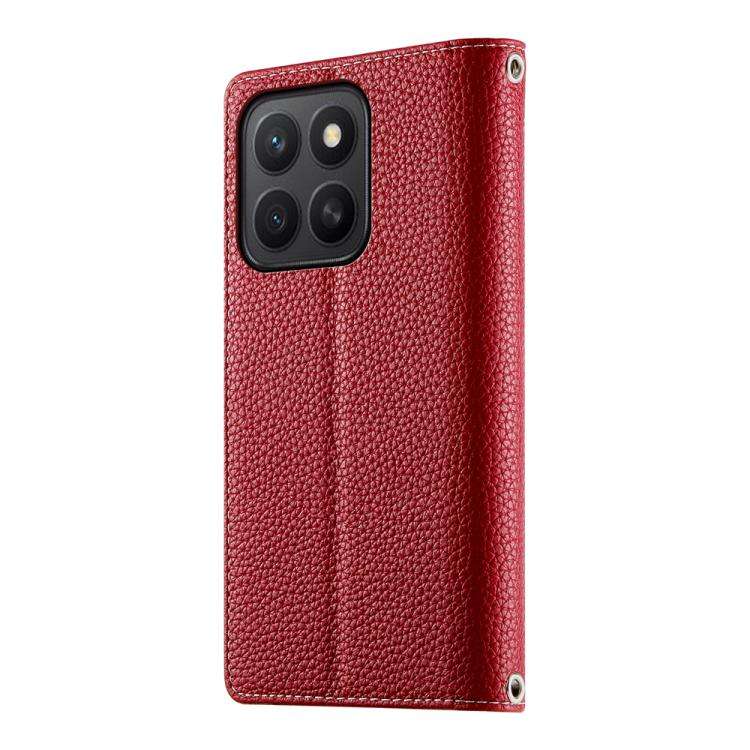 For Honor X8c 4G Stitching Multi-card Zipper Wallet Leather Phone Case with Short Strap(Red)
