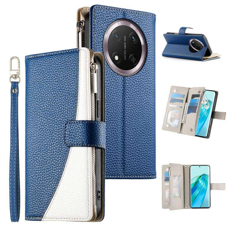 For Honor X9c / Magic7 Lite Stitching Multi-card Zipper Wallet Leather Phone Case with Short Stra...