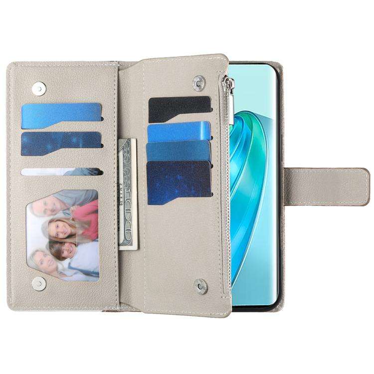 For Honor X50i / Honor 90 Lite Stitching Multi-card Zipper Wallet Leather Phone Case with Short S...