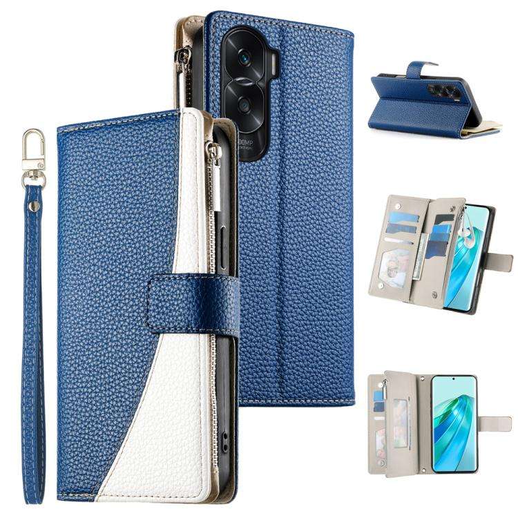 For Honor X50i / Honor 90 Lite Stitching Multi-card Zipper Wallet Leather Phone Case with Short S...