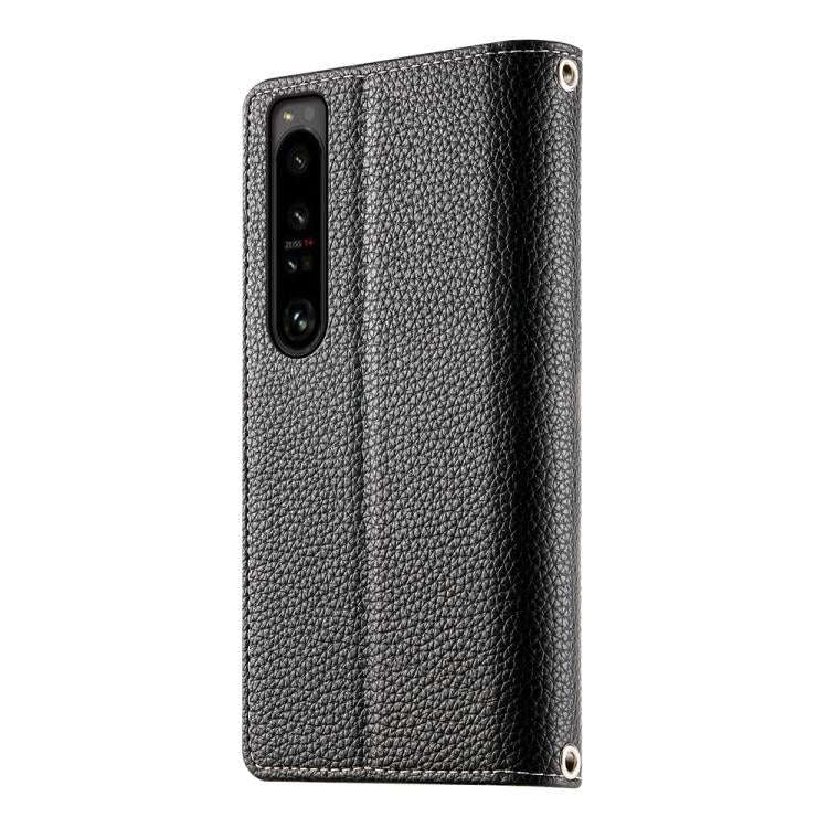 For Sony Xperia 1 IV Stitching Multi-card Zipper Wallet Leather Phone Case with Short Strap(Black)