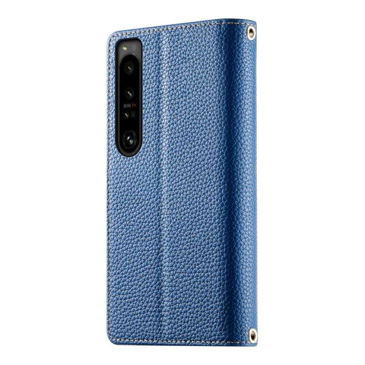 For Sony Xperia 1 IV Stitching Multi-card Zipper Wallet Leather Phone Case with Short Strap(Dark ...